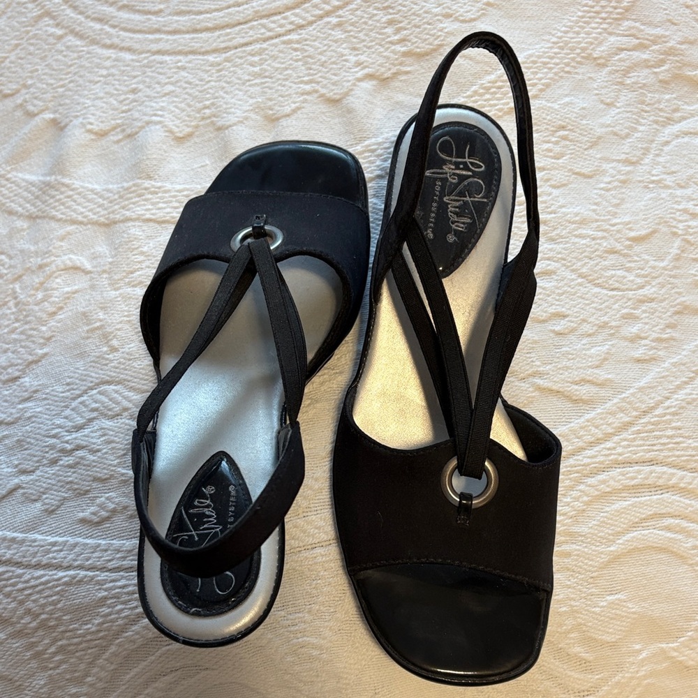Life Stride Elegant Black Slingback Sandals